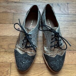 Rare "All Black" Gold, Silver, and Black Glitter Oxford Shoes